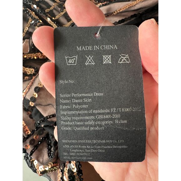 NWT Vijiv Sequin Beaded Vintage Inspired 1920s Dress Brown Black Fringe Size XXL - Picture 9 of 9